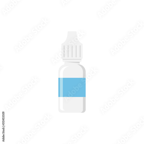 Sign for eye drops, nasal medical drops. Medicine icon on white isolated background. Vector cartoon illustration.