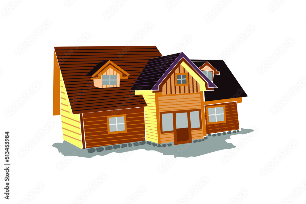 Medium house architecture vector in flat illustration design