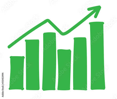Hand draw abstract economy groeth chart process design vector. Modey profit up arrow illustration.
