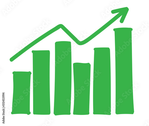 Hand draw abstract economy groeth chart process design vector. Modey profit up arrow illustration.