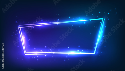 Neon double frame with shining effects