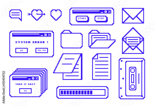 Old pc window 90s retrowave style. Retro message box with buttons. Vector illustration of UI and UX.