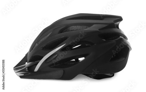 Stylish black bicycle helmet isolated on white photo