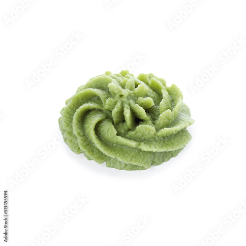 Swirl of wasabi paste isolated on white