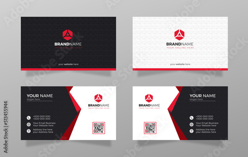 Premium Template Business Card with Black Red Detail.