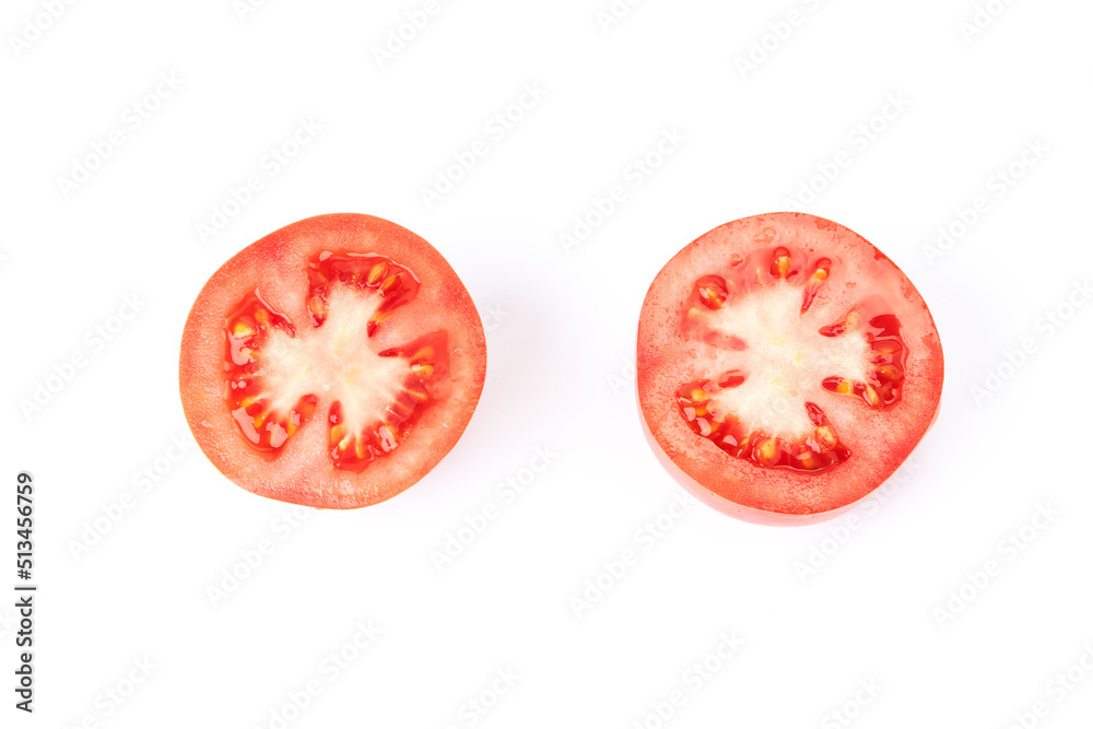 Delicious red tomato cut in half. Tasty fruits Delicious red tomato cut in half. Tasty fruits