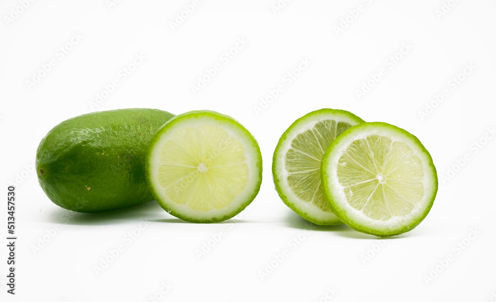 Lemons slices isolated on white background. Front view Lemons slices isolated on white background. Front view