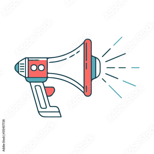 Retro megaphone, Loudspeaker color line flat icon illustrations