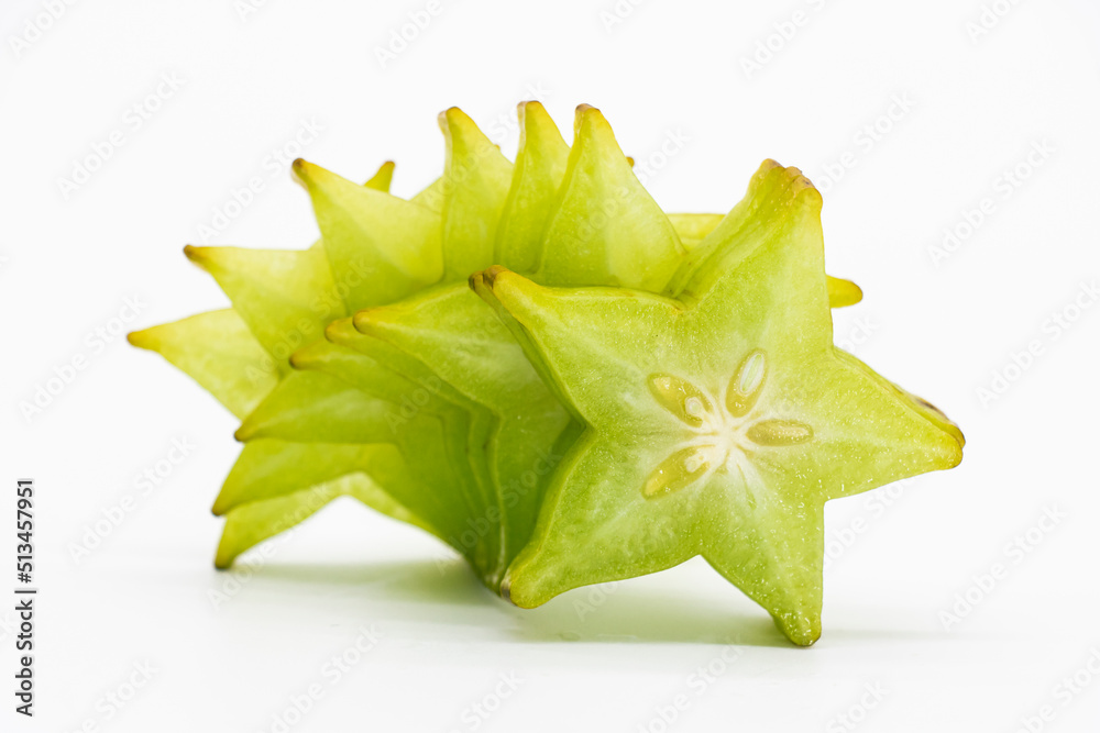 fresh Star fruit or carambola slices on white background fresh Star fruit or carambola slices on white background
