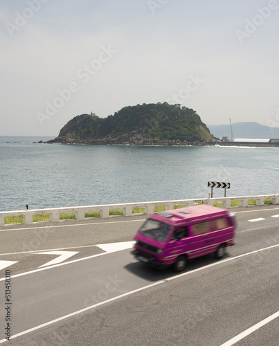 Van on the coast road of Gipuzkoa, Euskadi photo