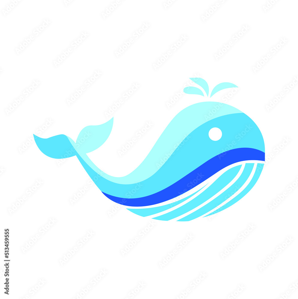 Cute Whale Logo, isolated on a white background. Vector Illustration. Cute Whale Logo, isolated on a white background. Vector Illustration.