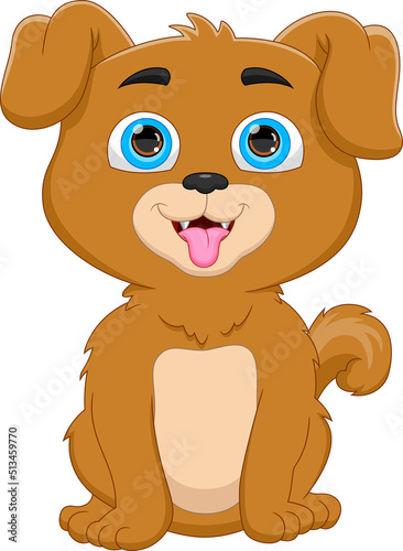 cute baby dog cartoon on white background