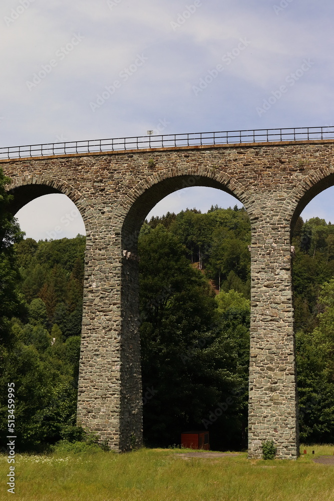 stone railway viaduct in the Jizera Mountains