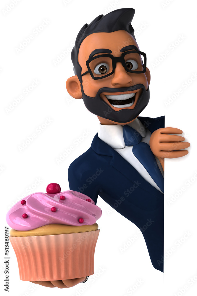 Fun 3D cartoon illustration of an indian businessman Fun 3D cartoon illustration of an indian businessman