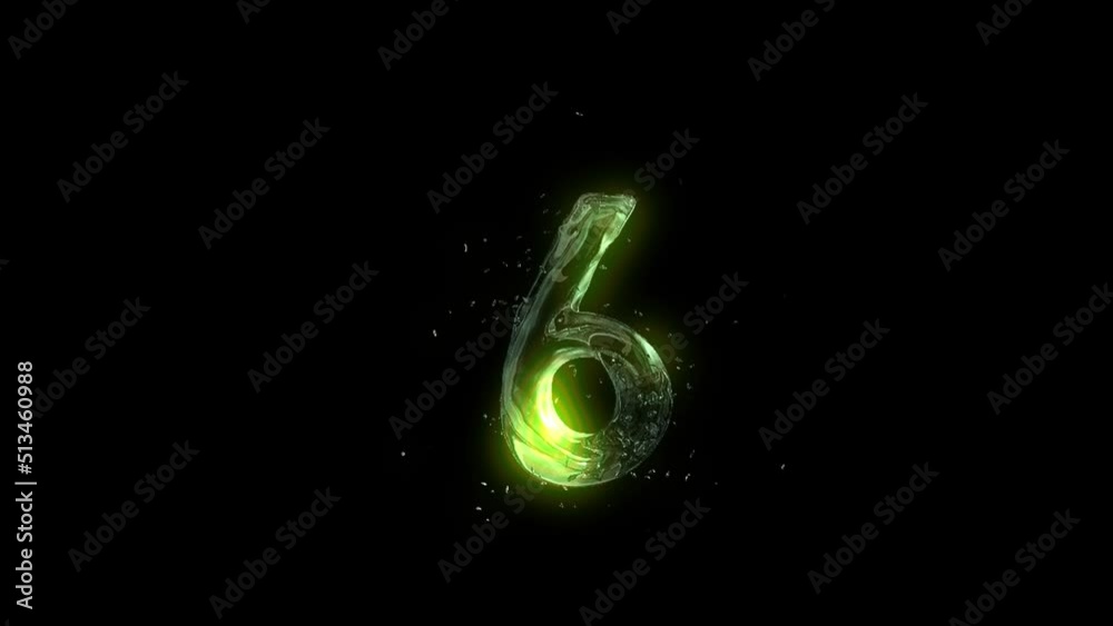 Six liquid toxic green alphabet character animation