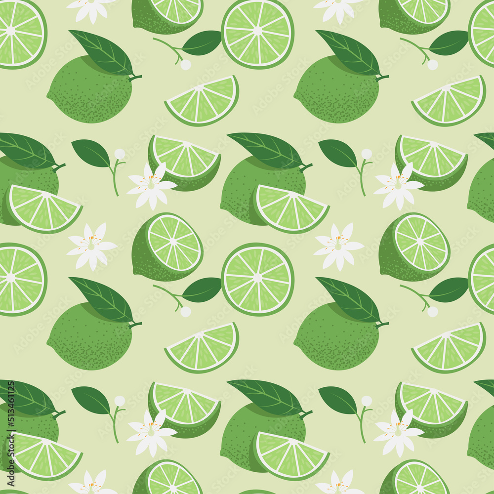 Limes Seamless pattern. Summer juice background. Vector illustration in trendy flat style Limes Seamless pattern. Summer juice background. Vector illustration in trendy flat style