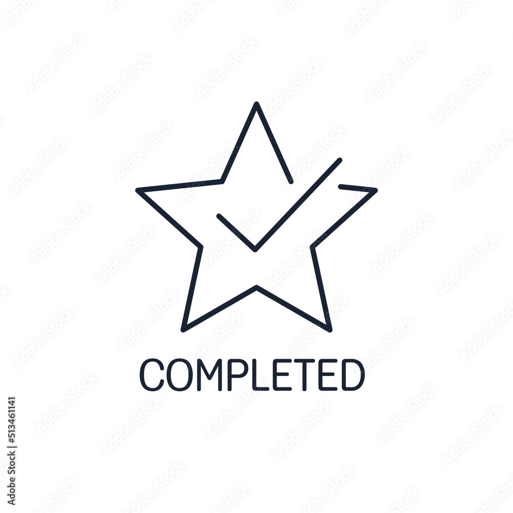 Task completed. Vector linear icon isolated on white background. Task completed. Vector linear icon isolated on white background.