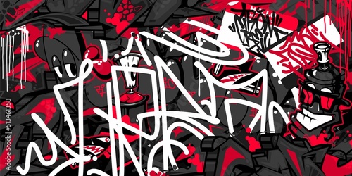 Dark Abstract Flat Urban Street Art Graffiti Style Vector Illustration Template Background