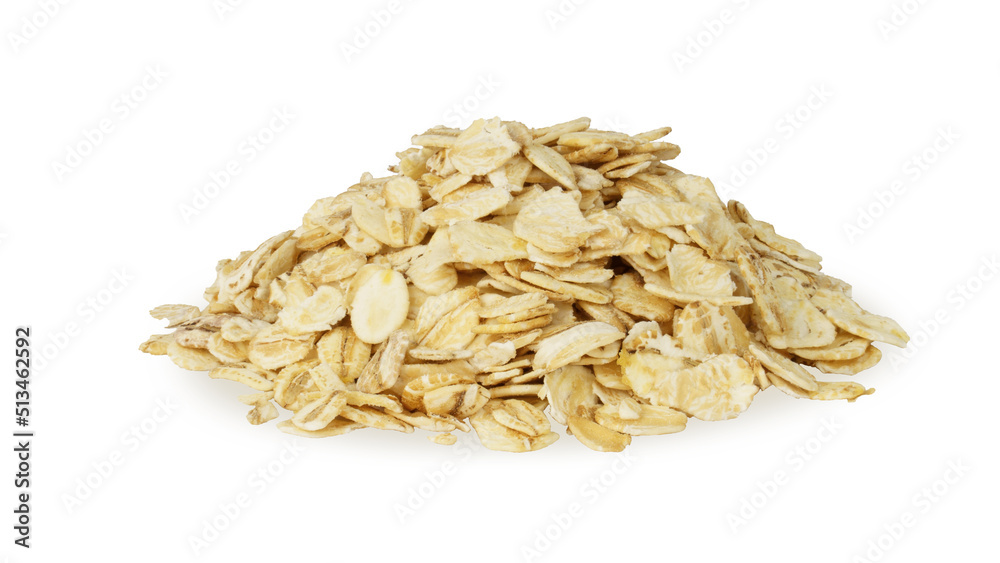 pile of raw oatmeal on white background pile of raw oatmeal on white background