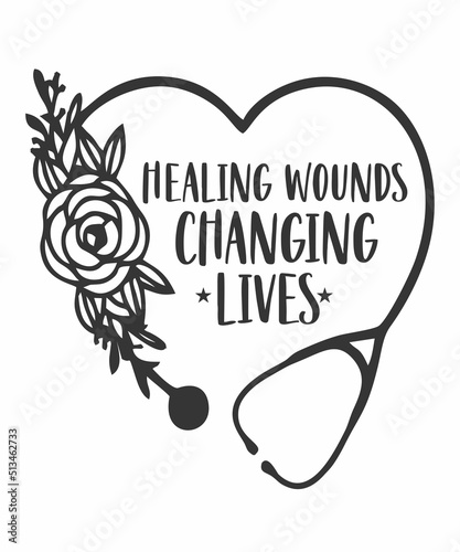 Healing Wounds Changing Livesis a vector design for printing on various surfaces like t shirt, mug etc.