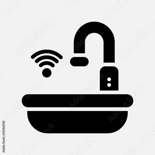 Smart sink icon in solid style about smart home, use for website mobile app presentation