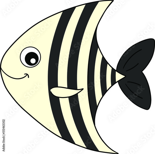 Fish. Striped fish. Stylized cartoon drawing of a fish. Fishing. Zodiac sign. Waterfowl. Fish vector. photo