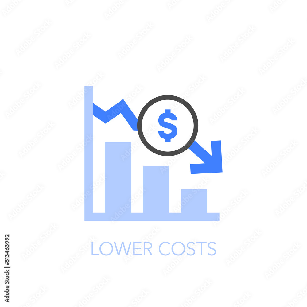 Simple visualised lower costs symbol. Easy to use for your website or presentation. Simple visualised lower costs symbol. Easy to use for your website or presentation.