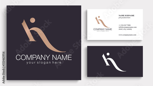 K letter monogram. Elegant luxury K logo. Calligraphic style. Vector design. Luxurious linear creative monogram.