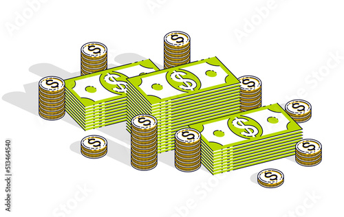 Cash money dollar stacks an...