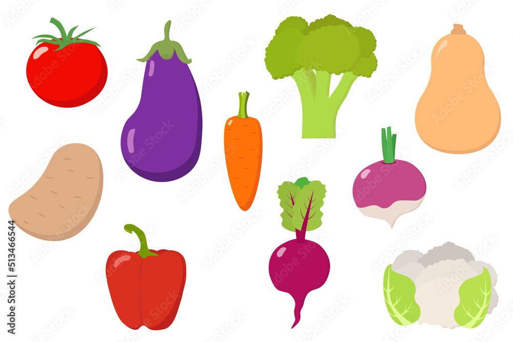 simple vector illustration cartoon vegetables on white simple vector illustration cartoon vegetables on white