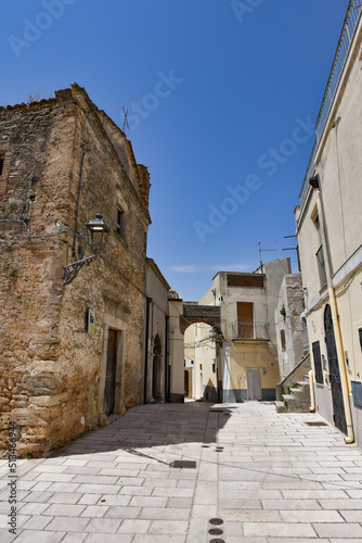 A narrow street among the old houses of Irsina in Basilicata  region of southern Italy.