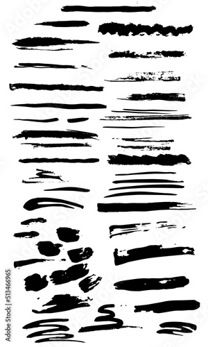 hand drawn paint blobs and daubs, black watercolor strokes. grunge texture scribbles, abstract brush strokes dabs, ink smear vector smudges and stains traces set with grunge texture isolated on white