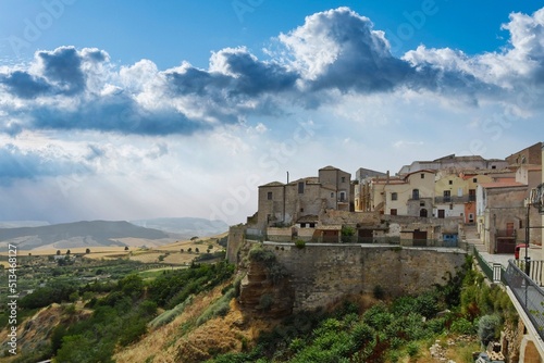 Panoramic view of the old houses of Irsina in Basilicata  region of southern Italy.