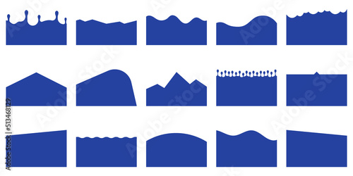 Curve Lines, Drops, Wave Collection of Abstract Design Element for Bottom Page Web Site. Template of Modern Dividers Shapes for Website Pictogram Set. Isolated Vector Illustration