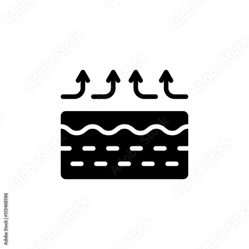 Moisture Evaporation of Skin Silhouette Icon. Skin Water Loss Pictogram. Skin Structure and Arrows Up Moisture Wicking Process, Skin Odor Concept Black Icon. Vector Illustration