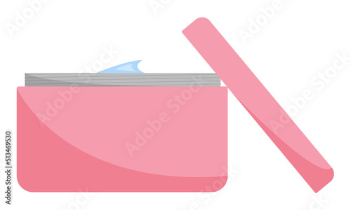 Container with hand cream. Skin care product. Flat style. Vector illustration.