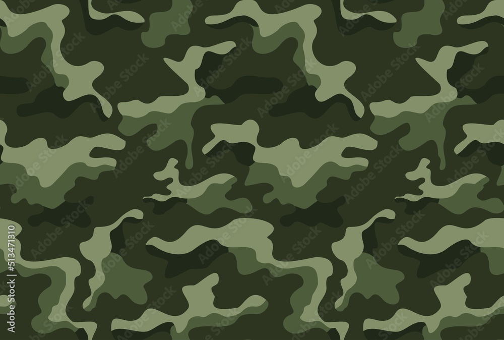 Fototapeta premium Green pattern camouflage military background, forest seamless texture disguise, hunting army print.