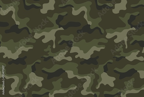 Army camouflage seamless vector military background, classic texture for print on clothes, paper, fabric. Disguise