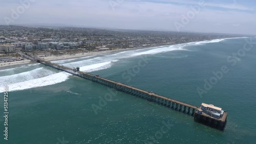 Wallpaper Mural Beautiful Water and Waves at Oceanside Pier in California • Extremely High Aerial Footage from Drone • Shot in Horizontal HD • Beautiful World • USA Torontodigital.ca