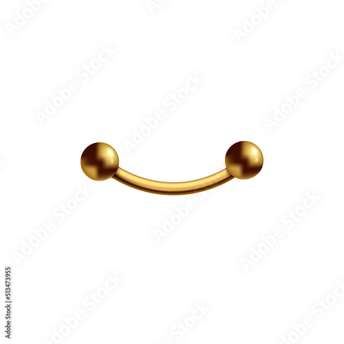 Piercing brass metal pin in shape of bar, realistic vector illustration isolated.