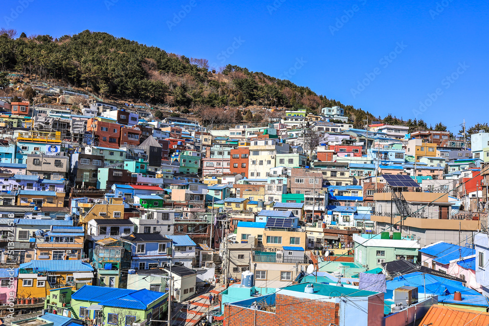 Busan,South Korea on December31,2019:Beautiful scene of Gamcheon Culture Village. Busan,South Korea on December31,2019:Beautiful scene of Gamcheon Culture Village.