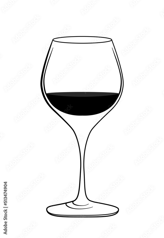 Wine glasses line art, glass icon. Vector illustration of glassware for wine. White background Wine glasses line art, glass icon. Vector illustration of glassware for wine. White background
