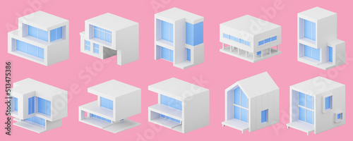 Set of a 3d modern house. 3d rendering