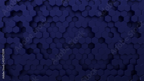Hexagon blue background, modern textured border pattern. 3d render © volodyar