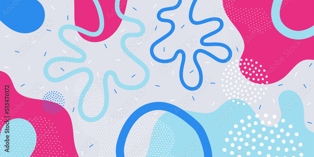 Fototapeta premium Doodle background pattern, abstract colored shapes. Modern minimalism trendy pattern background.