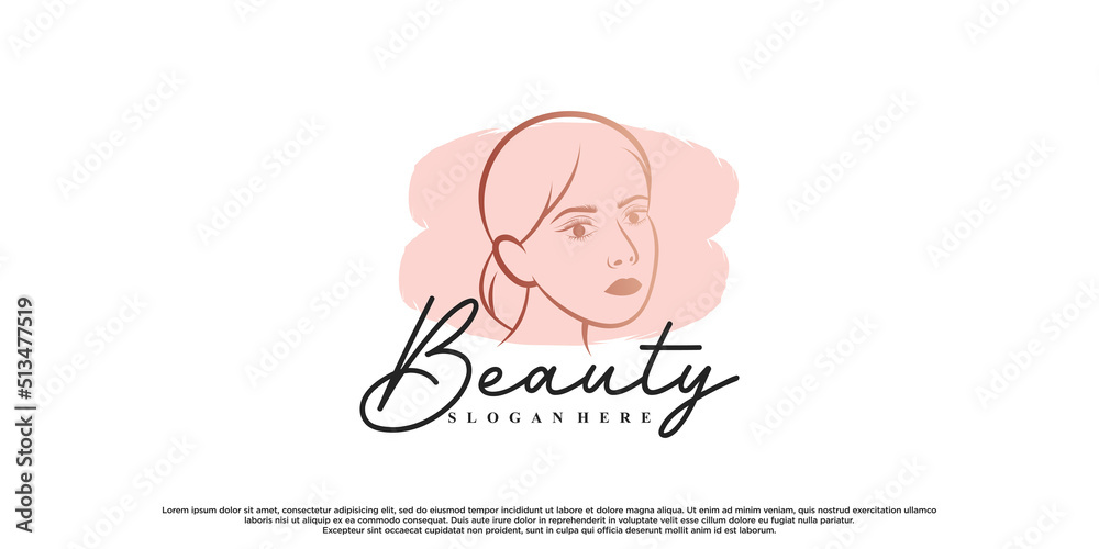 Beauty logo design for salon with women face and creative concept Premium Vector Beauty logo design for salon with women face and creative concept Premium Vector