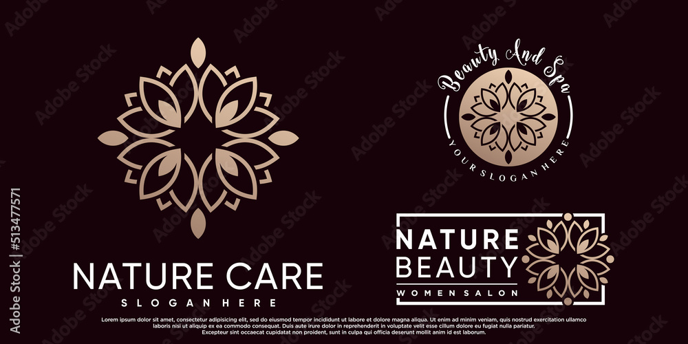 Obraz premium Set of natural beauty logo design for beauty salon with creative modern concept Premium Vector