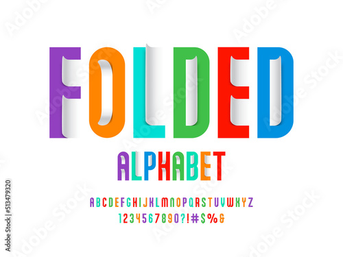 Paper folding sticky note style alphabet design with uppercase, numbers and symbols