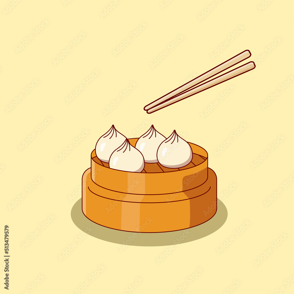 Cute cartoon dim sum.Vector illustration.Cute food cartoon Cute cartoon dim sum.Vector illustration.Cute food cartoon
