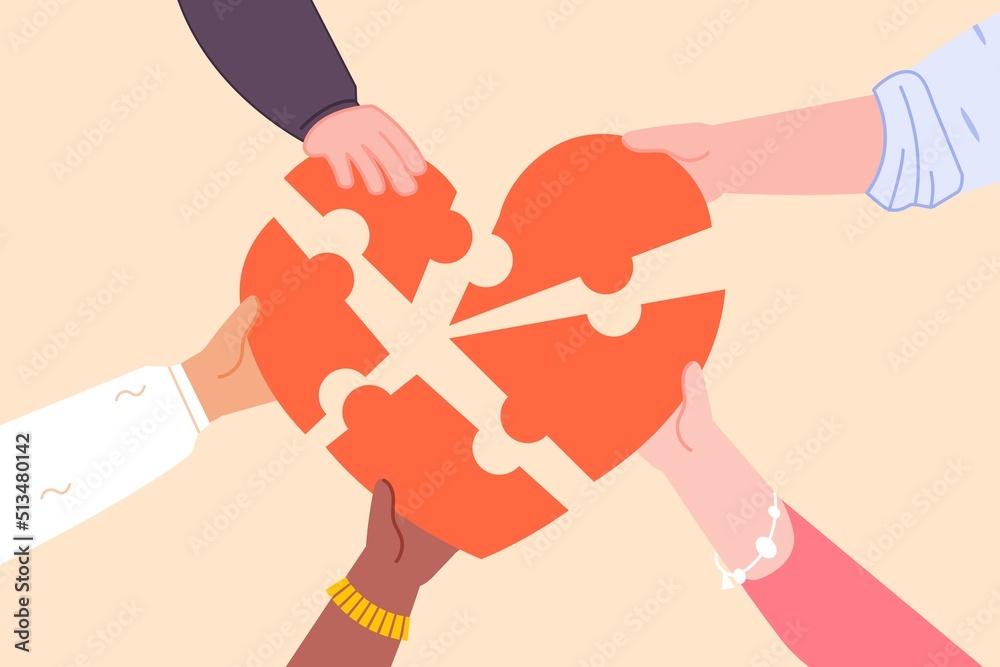 Hands sharing life. People hand sharing heart, generosity symbol